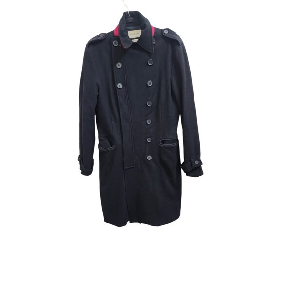 OPERATIONS NYC Black Wool Cashmere Military Peacoat Trench Coat Small USA Made - Picture 2 of 16